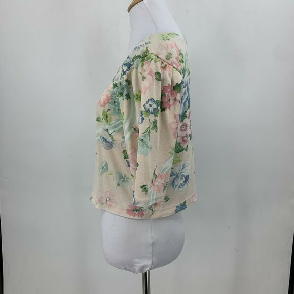 Vintage Liberty House Floral Crop Top Women S M Small Medium Mid Sleeves Curtain - Picture 3 of 9